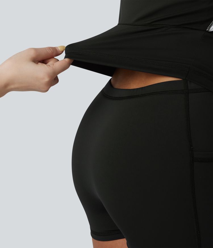 Softlyzero™ Airy Built-in Bra Color Block 2-in-1 Cool Touch Mini Tennis Active Dress with Pockets-Easy Peezy Edition-UPF50+