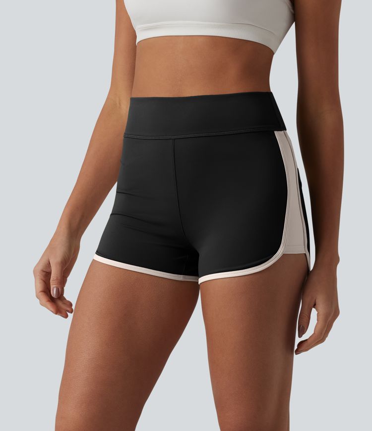 SoftlyZero™ Short de sport aérés, taille haute, à empiècements colorés, toucher frais, 2.5'' avec poches - UPF50+