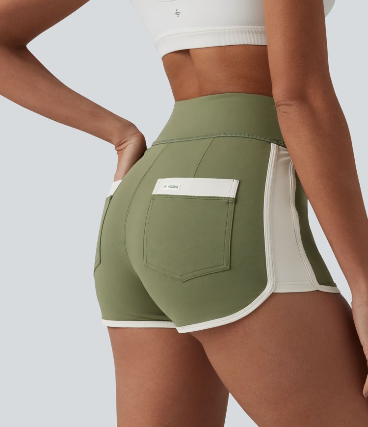 SoftlyZero™ Airy High Waisted Color Block Cool Touch Workout Shorts 2.5'' with Pockets-UPF50+