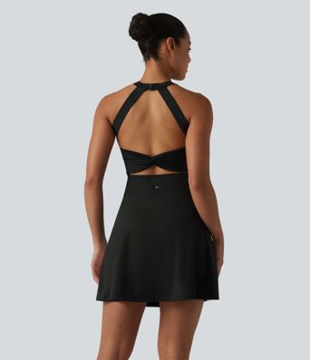 Softlyzero™ Airy Built-in Bra Color Block 2-in-1 Cool Touch Mini Tennis Active Dress with Pockets-Easy Peezy Edition-UPF50+