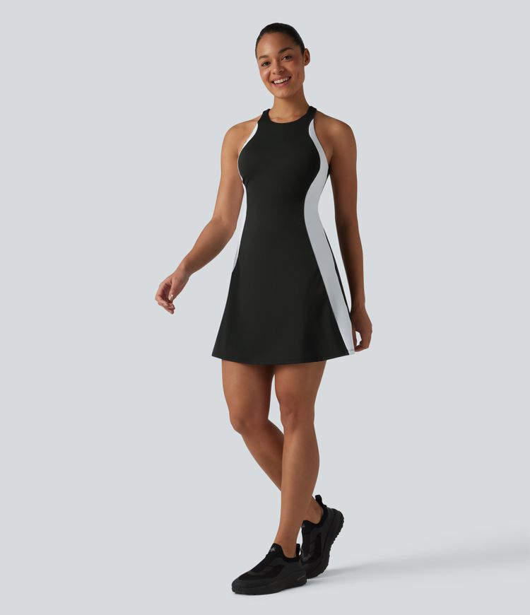 Softlyzero™ Airy Built-in Bra Color Block 2-in-1 Cool Touch Mini Tennis Active Dress with Pockets-Easy Peezy Edition-UPF50+