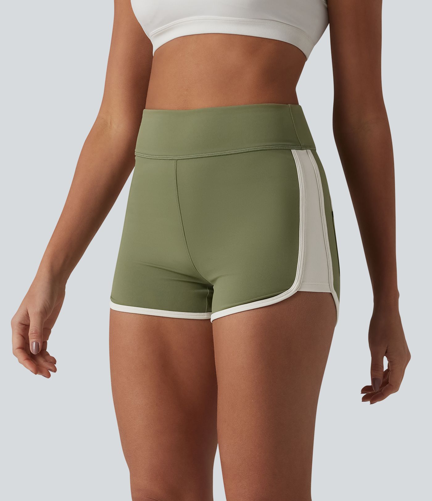 SoftlyZero™ Airy High Waisted Color Block Cool Touch Workout Shorts 2.5'' with Pockets-UPF50+