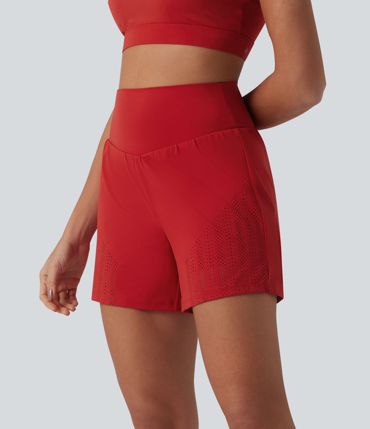 2-in-1 Lauf-Shorts mit hohem Bund und Seitentaschen - 12,7 cm