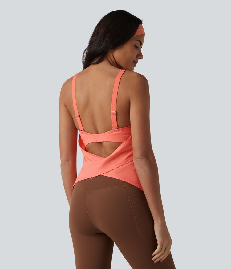 Halara UltraSculpt™ Trainingstanktop mit integriertem BH, verstellbarer Schnalle und überkreuzten, rückenfreien Trägern