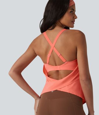 Halara UltraSculpt™ Trainingstanktop mit integriertem BH, verstellbarer Schnalle und überkreuzten, rückenfreien Trägern