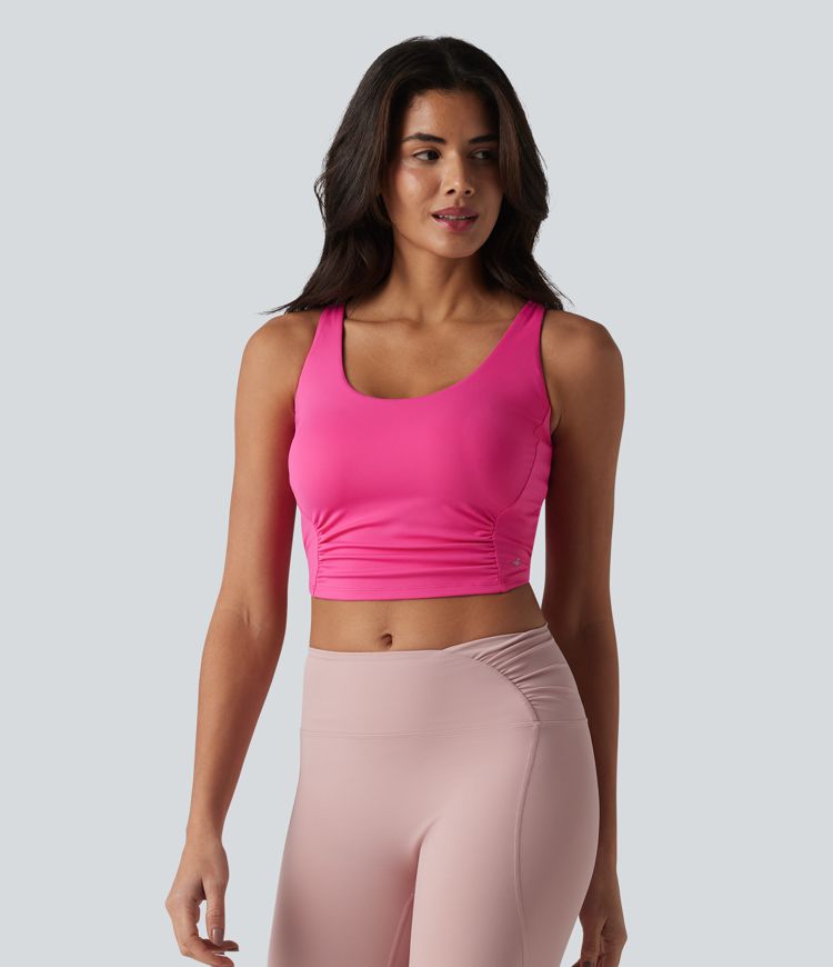 SoftlyZero™ Plush Débardeur de sport dos nu croisé et torsadé, bretelles ajustables et soutien-gorge intégré SoftlyZero™ Plush Débardeur de sport dos nu croisé et torsadé, bretelles ajustables et soutien-gorge intégré