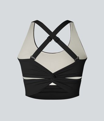 SoftlyZero™ Plush Débardeur de sport dos nu croisé et torsadé, bretelles ajustables et soutien-gorge intégré