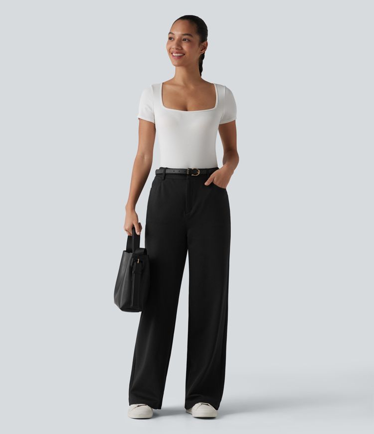 Halara Flex™ High-waisted Herringbone Work Straight Leg Pants with Pockets