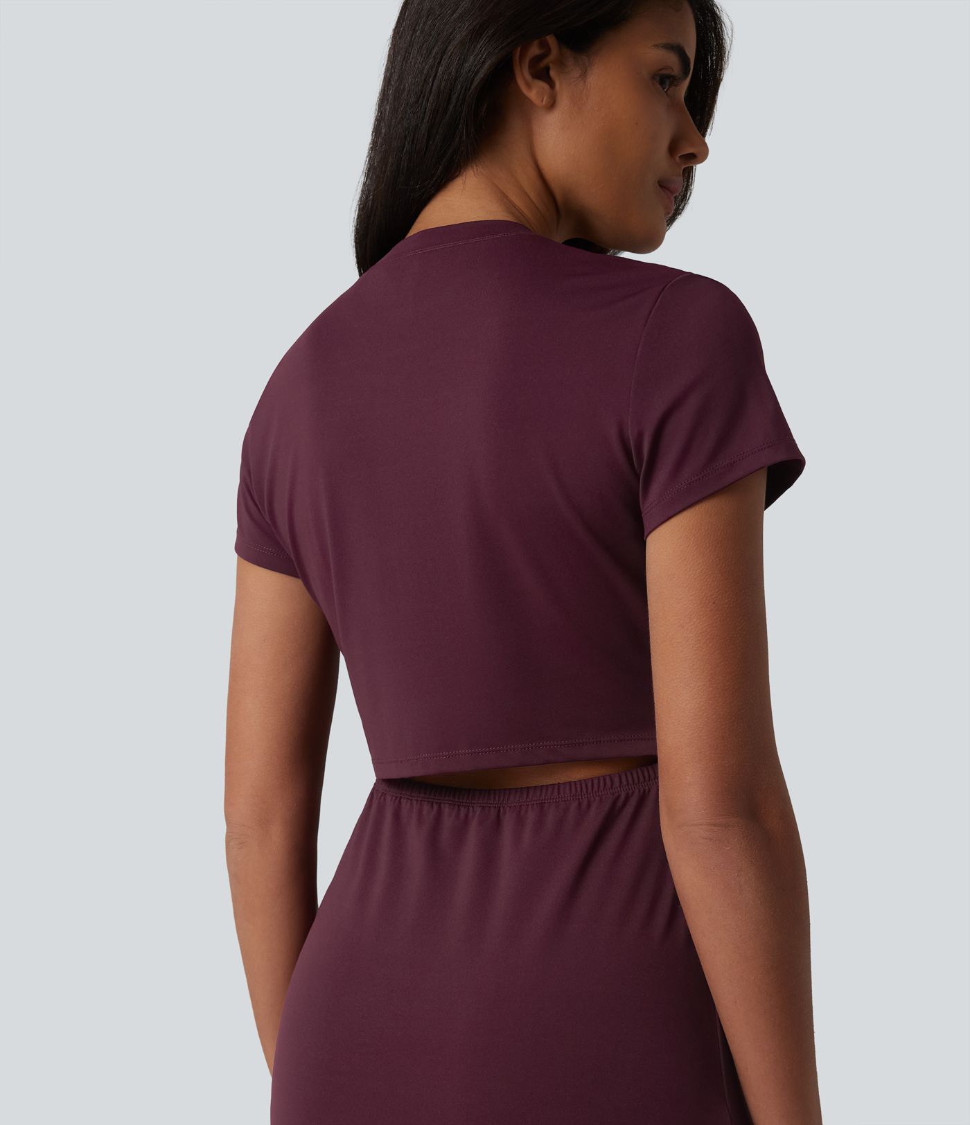 Round Neck Short Sleeve Cut Out Midi Casual Dress