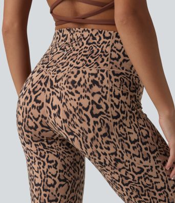 SoftlyZero™ Jogging ballon de danse taille haute imprimé léopard, avec poches – Protection UPF 40+