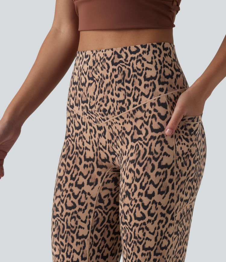 SoftlyZero™ Jogging ballon de danse taille haute imprimé léopard, avec poches – Protection UPF 40+