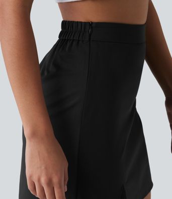 High Waisted Contrast Lace Stretchy Poplin Mini Casual Skirt High Waisted Contrast Lace Stretchy Poplin Mini Casual Skirt