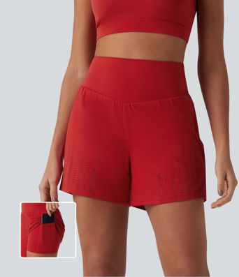 2-in-1 Lauf-Shorts mit hohem Bund und Seitentaschen - 12,7 cm