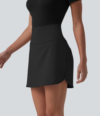 SoftlyZero™ Airy Ultra High-Waist Tummy Control Curved Hem 2-in-1 Cool Touch Golf Mini Skirt with Pockets