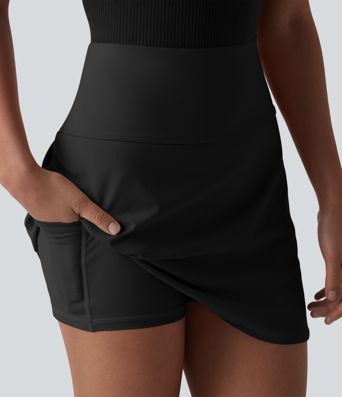 SoftlyZero™ Airy Ultra High-Waist Tummy Control Curved Hem 2-in-1 Cool Touch Golf Mini Skirt with Pockets