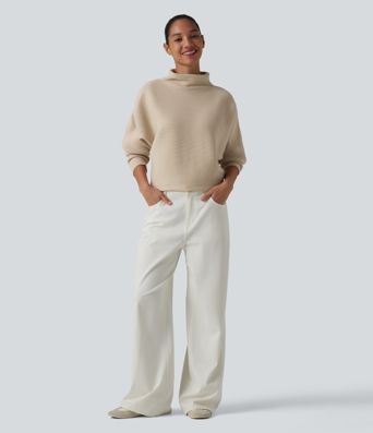 High-neck Batwing Sleeve Casual Sweater