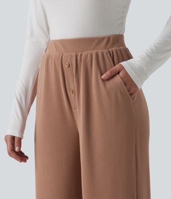 High Waisted Lounge Trousers with Pockets