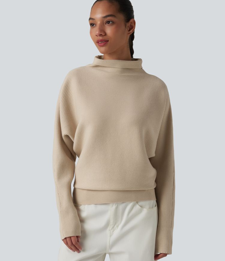 High-neck Batwing Sleeve Casual Sweater