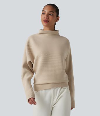 High-neck Batwing Sleeve Casual Sweater