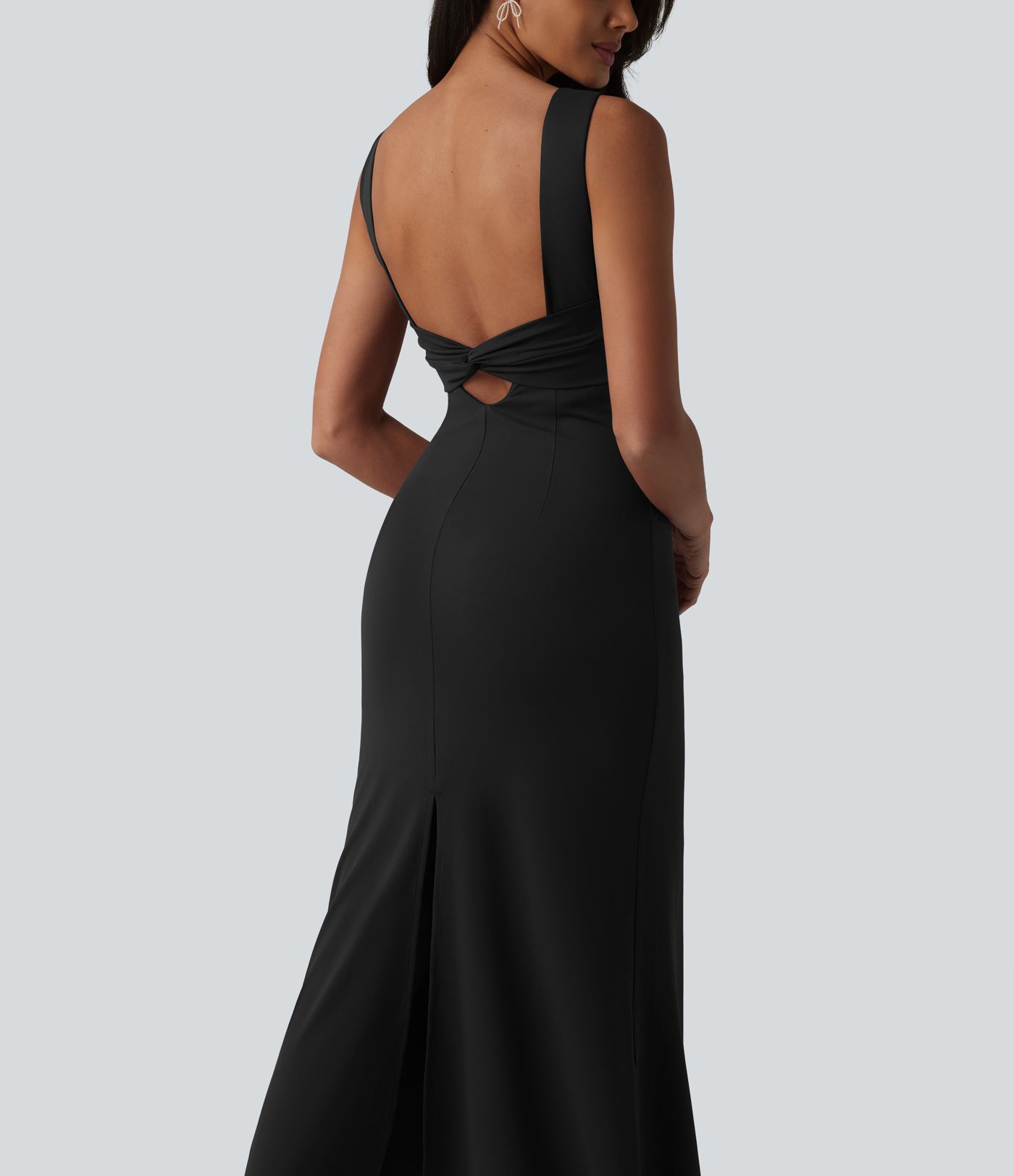 Boat Neck Built-in Bra Sleeveless Midi Dress