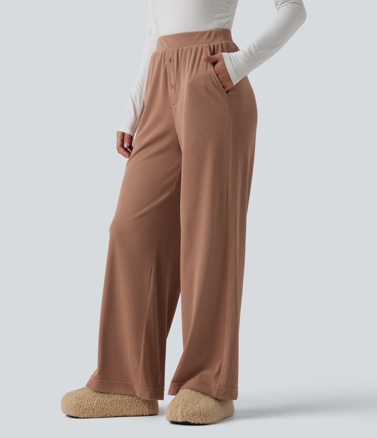 High Waisted Lounge Trousers with Pockets