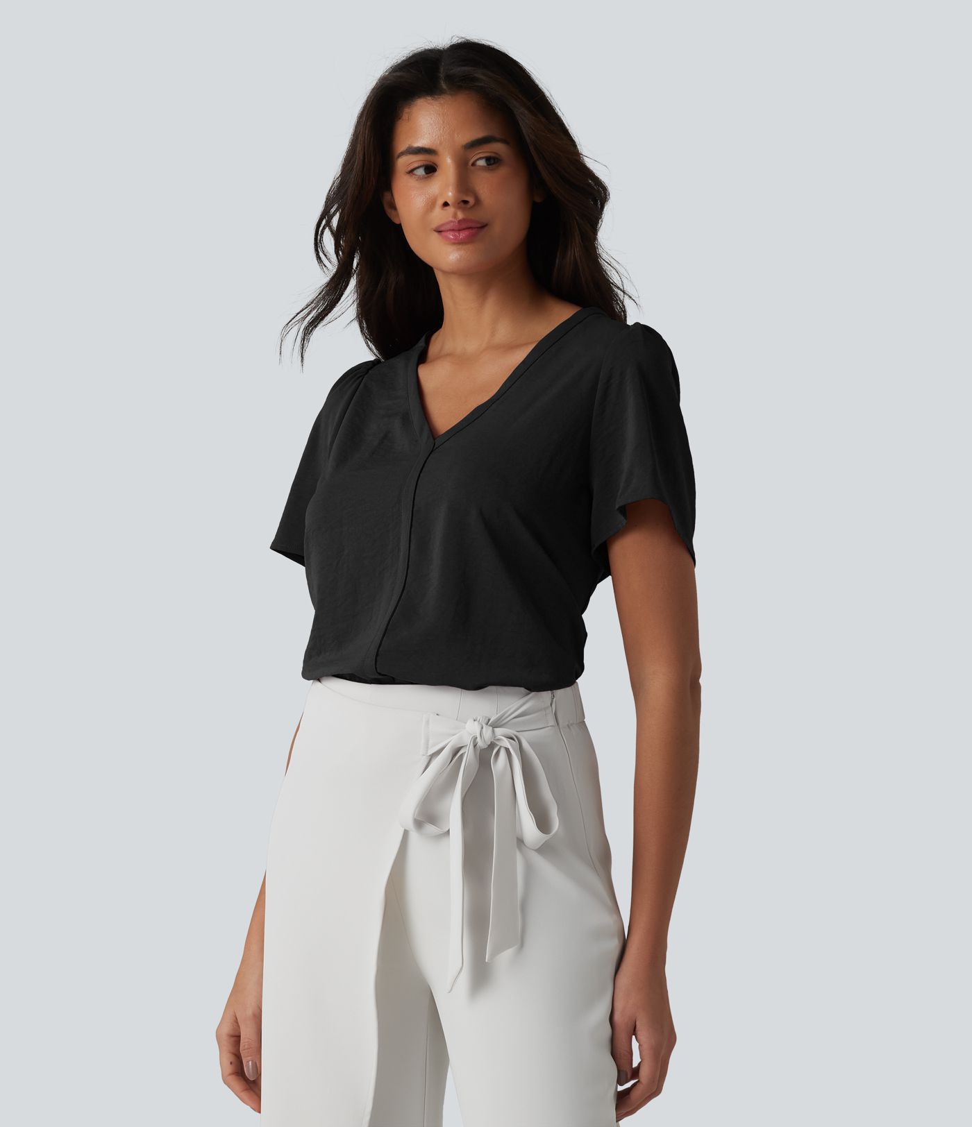 V Neck Short Sleeve Work Top V Neck Short Sleeve Work Top