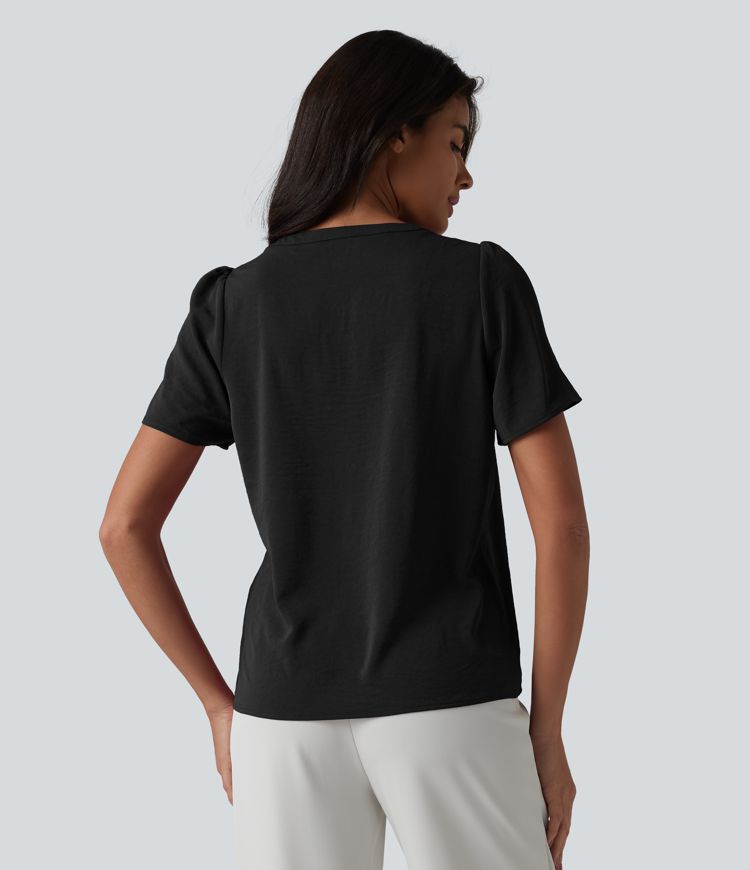 V Neck Short Sleeve Work Top
