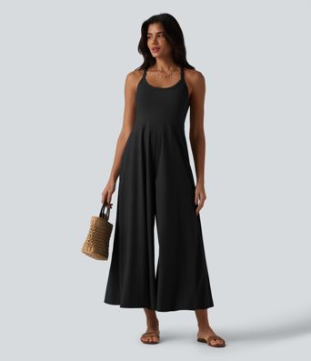 Breezeful™ U Neck Flowy Quick Dry Slip Jumpsuit with Pockets