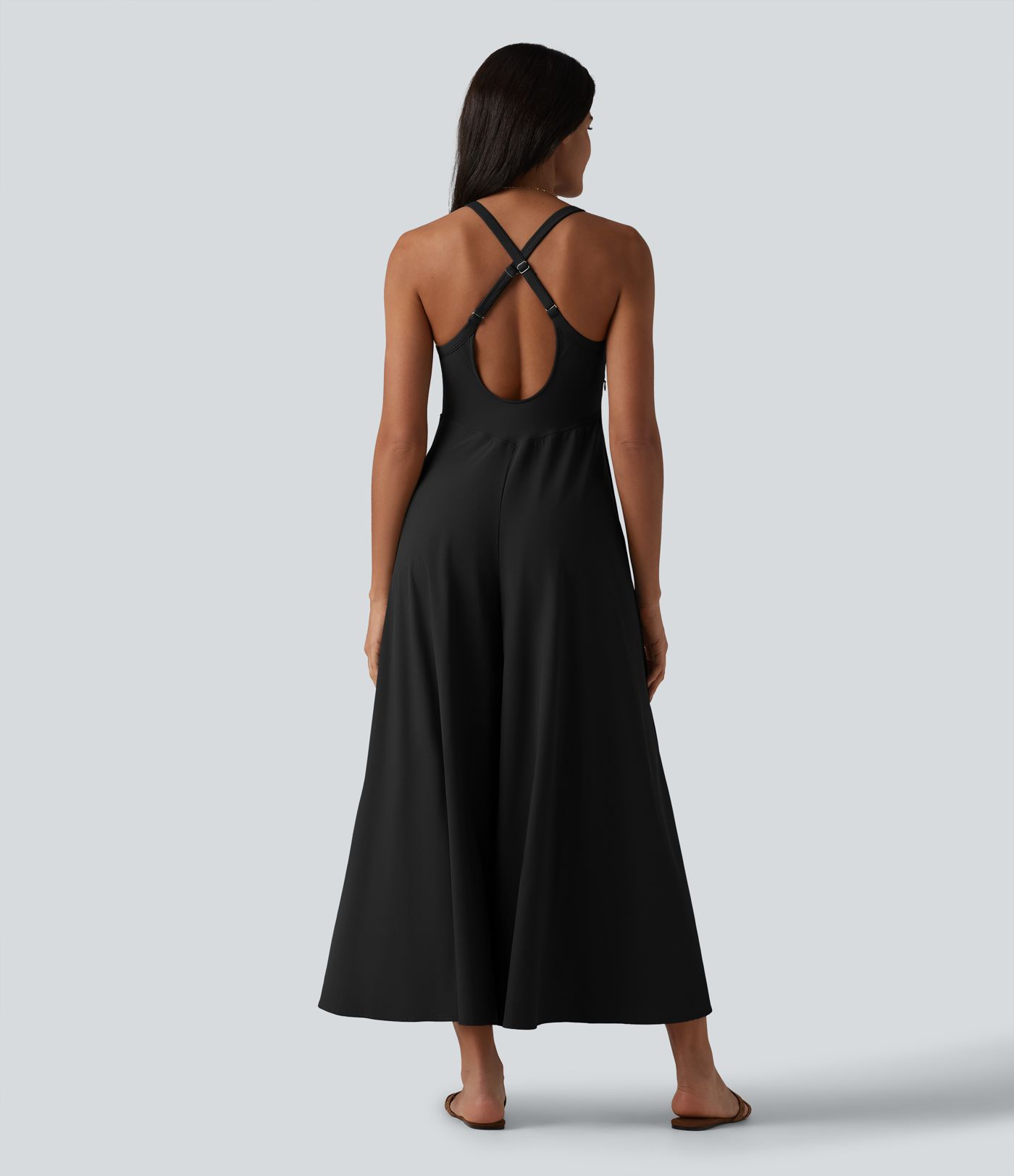 Breezeful™ U Neck Flowy Quick Dry Slip Jumpsuit with Pockets