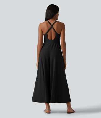 Breezeful™ U Neck Flowy Quick Dry Slip Jumpsuit with Pockets