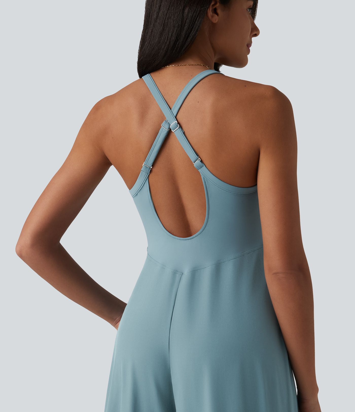 Breezeful™ - Fließender Jumpsuit mit U-Ausschnitt und Seitentaschen - schnelltrocknend