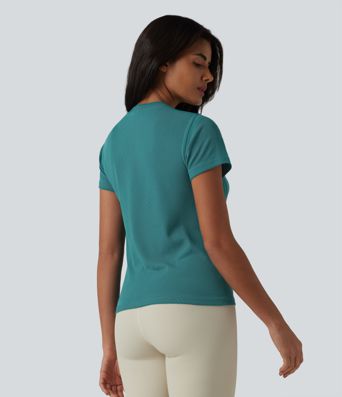 OneForm Seamless Flow Round Neck Short Sleeve Breathable Mesh Workout Sports Top