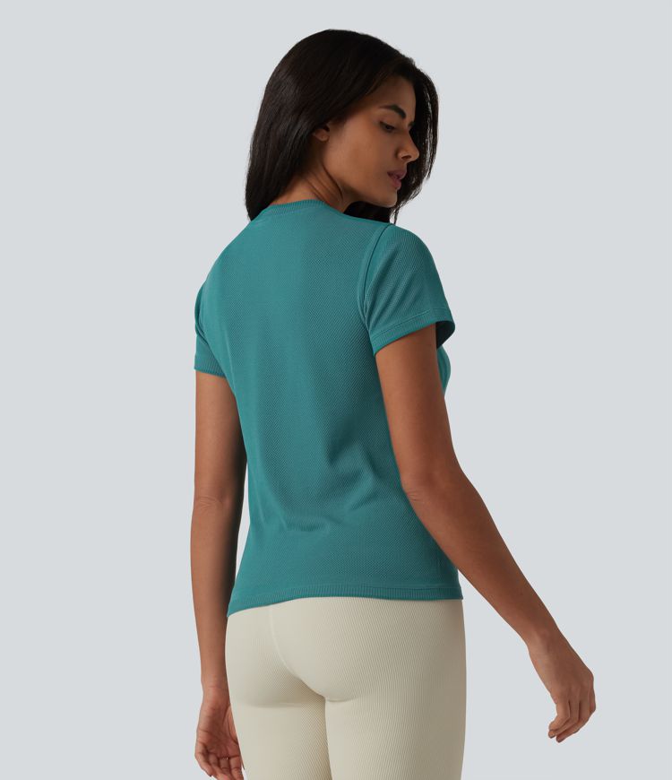 OneForm Seamless Flow Round Neck Short Sleeve Breathable Mesh Workout Sports Top