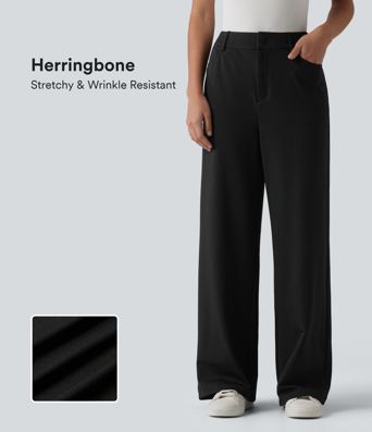 Halara Flex™ High-waisted Herringbone Work Straight Leg Pants with Pockets