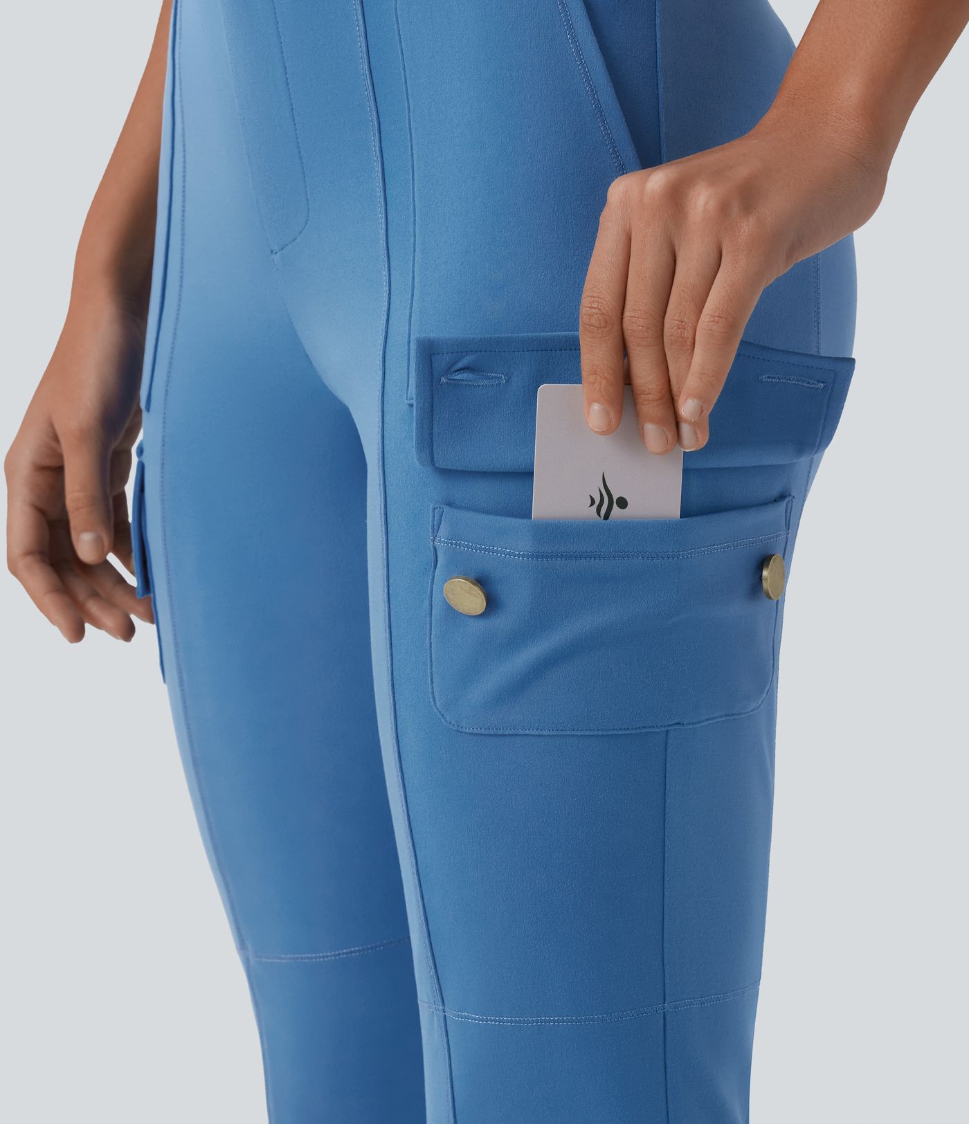 DayStretch High Waisted Zipper Pockets Solid Skinny Pedal Pusher Casual Cargo Pants