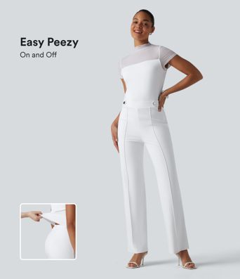 DayStretch Round Neck Short Sleeve Contrast Mesh Jumpsuit-Easy Peezy Edition