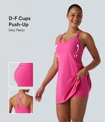SoftlyZero™ Plush Push-Up Adjustable Straps Crisscross Backless Built-in Bra Dance Active Dress D-F Cups-Easy Peezy Edition
