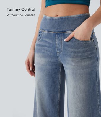 Halara Flex™ Mid Rise Tummy Control Casual Baggy Jeans with Pockets
