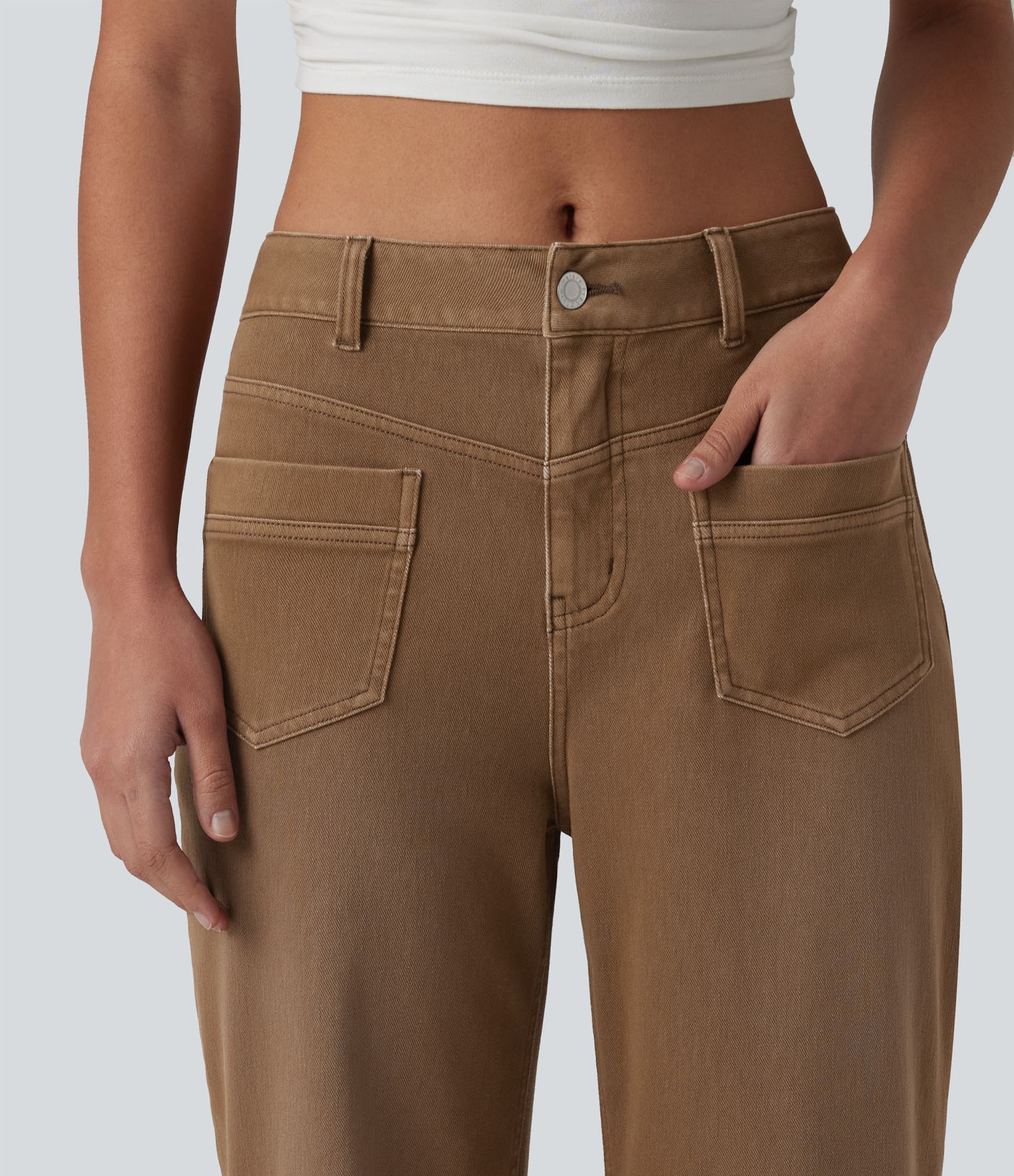 Jean droit Halara Flex™ décontracté coloré taille mi-haute avec poches