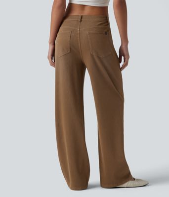 Jean droit Halara Flex™ décontracté coloré taille mi-haute avec poches