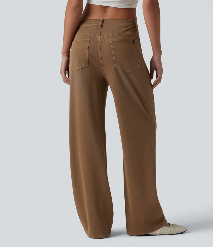 Jean droit Halara Flex™ décontracté coloré taille mi-haute avec poches