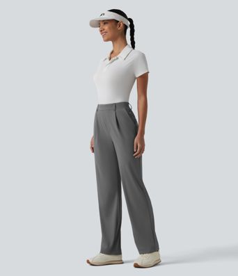 Golf-Hose mit hohem Bund, Seitentaschen und geradem Bein - schnelltrocknend, UPF40+
