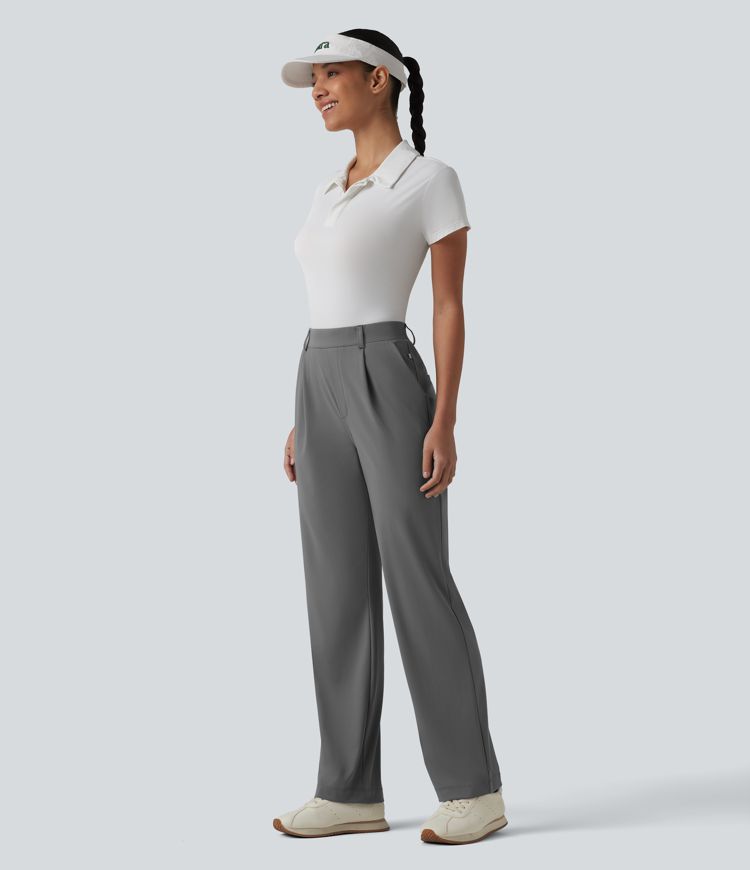 Golf-Hose mit hohem Bund, Seitentaschen und geradem Bein - schnelltrocknend, UPF40+