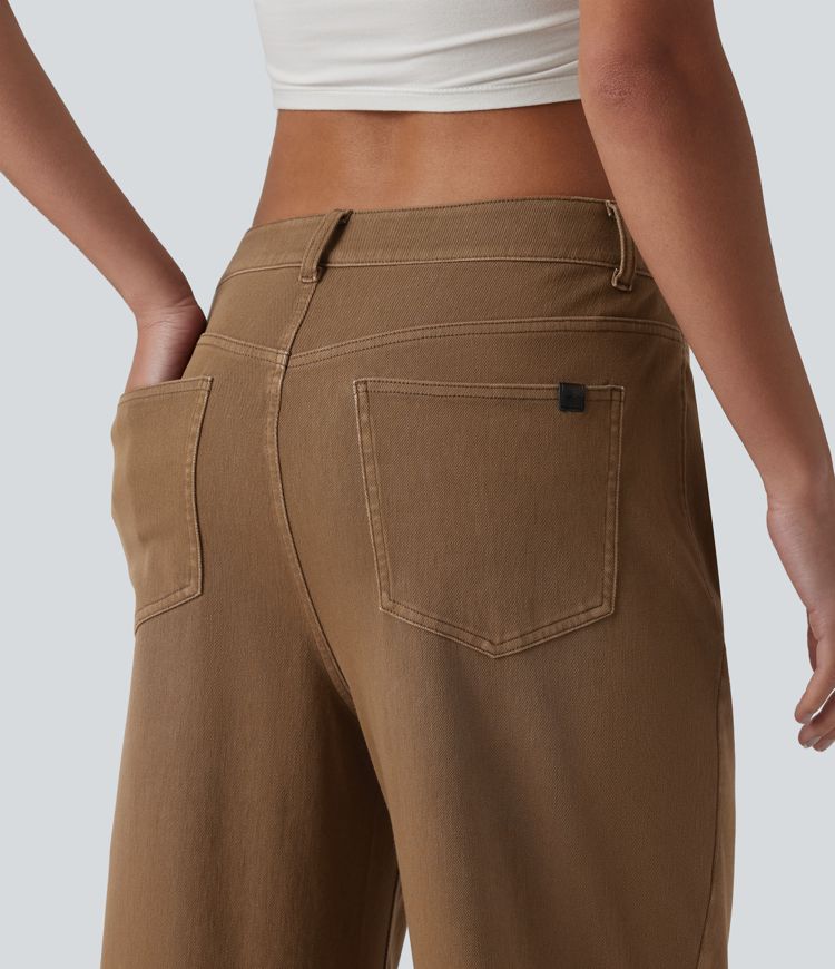 Jean droit Halara Flex™ décontracté coloré taille mi-haute avec poches