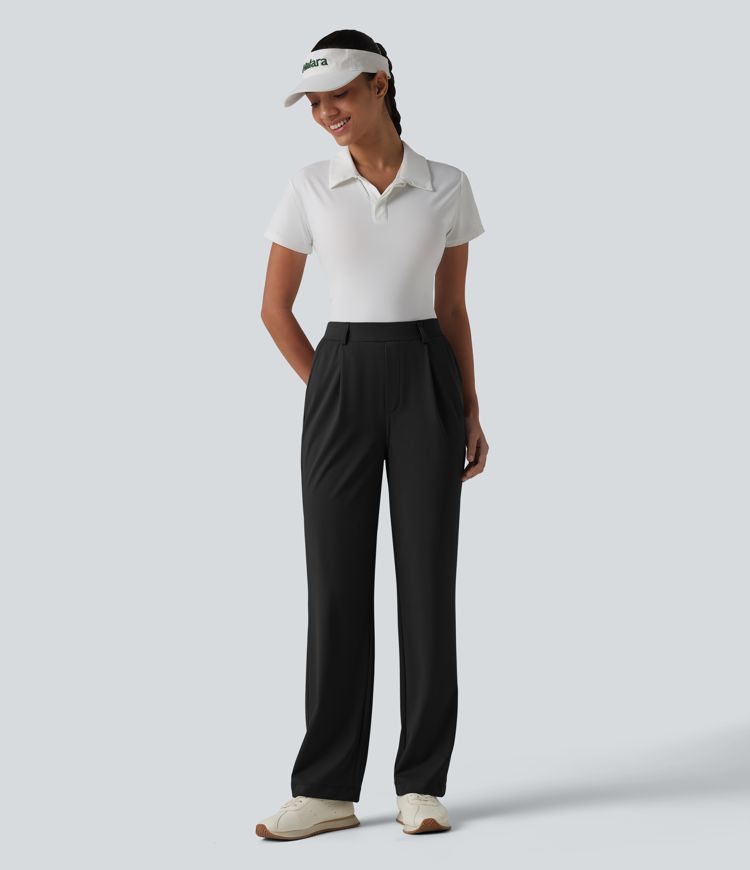 Golf-Hose mit hohem Bund, Seitentaschen und geradem Bein - schnelltrocknend, UPF40+ Golf-Hose mit hohem Bund, Seitentaschen und geradem Bein - schnelltrocknend, UPF40+