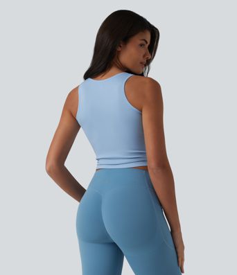 OneForm Seamless Flow V Neck Ruched Cropped Yoga Tank Top OneForm Seamless Flow V Neck Ruched Cropped Yoga Tank Top