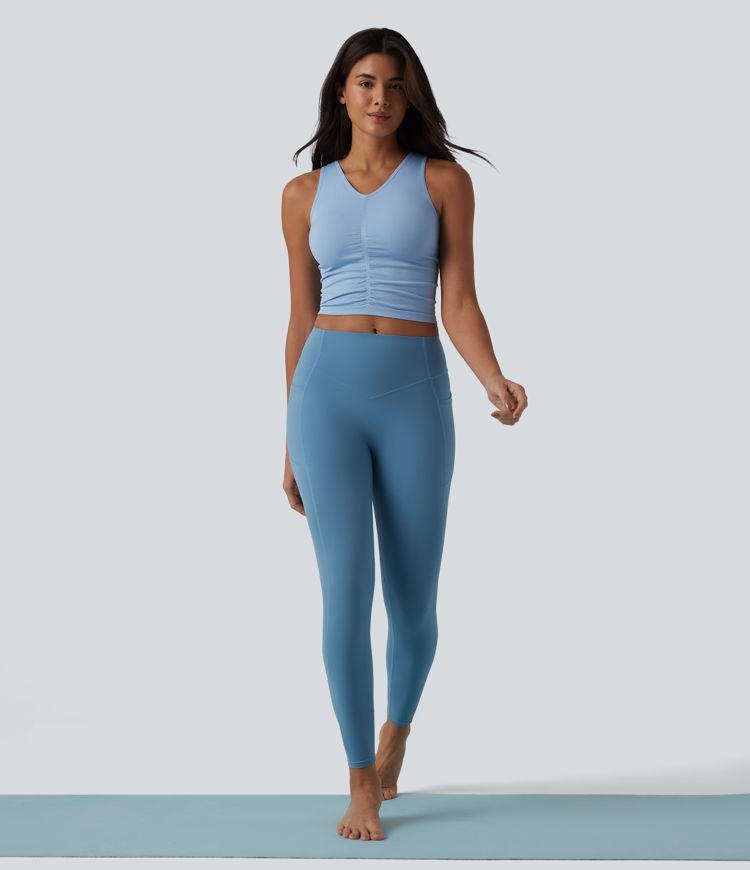 OneForm Seamless Flow V Neck Ruched Cropped Yoga Tank Top OneForm Seamless Flow V Neck Ruched Cropped Yoga Tank Top