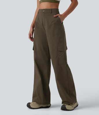 High Waisted Hiking Cargo Straight Leg Pants with Pockets High Waisted Hiking Cargo Straight Leg Pants with Pockets