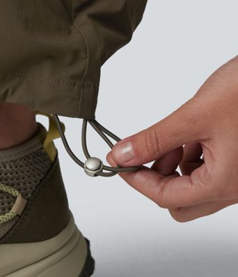 Pantalon cargo droit de randonnée taille haute avec poches