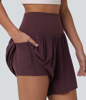2-in-1 Laufshorts mit hohem Bund und mehreren Taschen - 12,7 cm